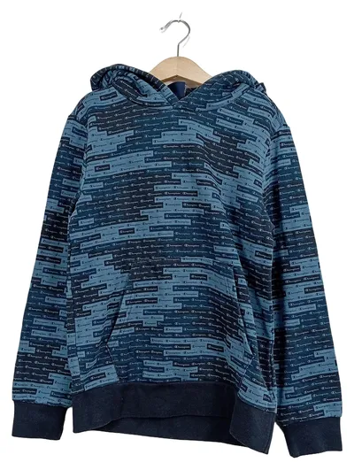 Champion Hoodie Kinder Gr. 140 All-Over Logo Print Blau Kapuzenpullover
