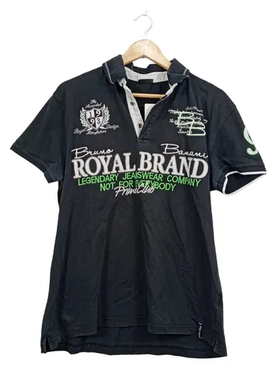 Bruno Banani Poloshirt Herren Gr. L Schwarz Royal Brand Stickerei