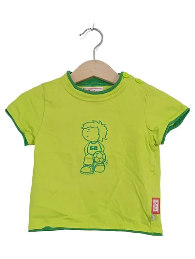 sigikid Baby T-Shirt Junge Gr. 68 Grün Fußball Stickerei Kurzarm