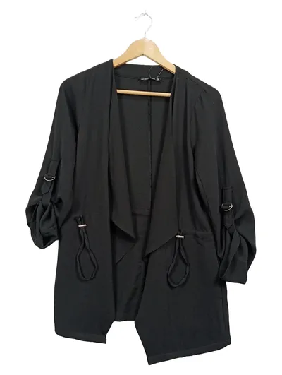 Blind Date Damen Blazer Schwarz Gr. 36/S Casual Raffung Zugband