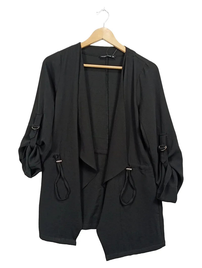 Blind Date Damen Blazer Schwarz Gr. 36/S Casual Raffung Zugband 1