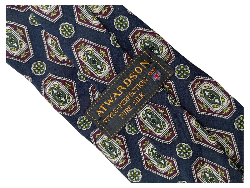 Atwardson Herren Krawatte Seide Blau Geometrisch Klassisch Business 138cm 3