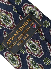 Atwardson Herren Krawatte Seide Blau Geometrisch Klassisch Business 138cm 4