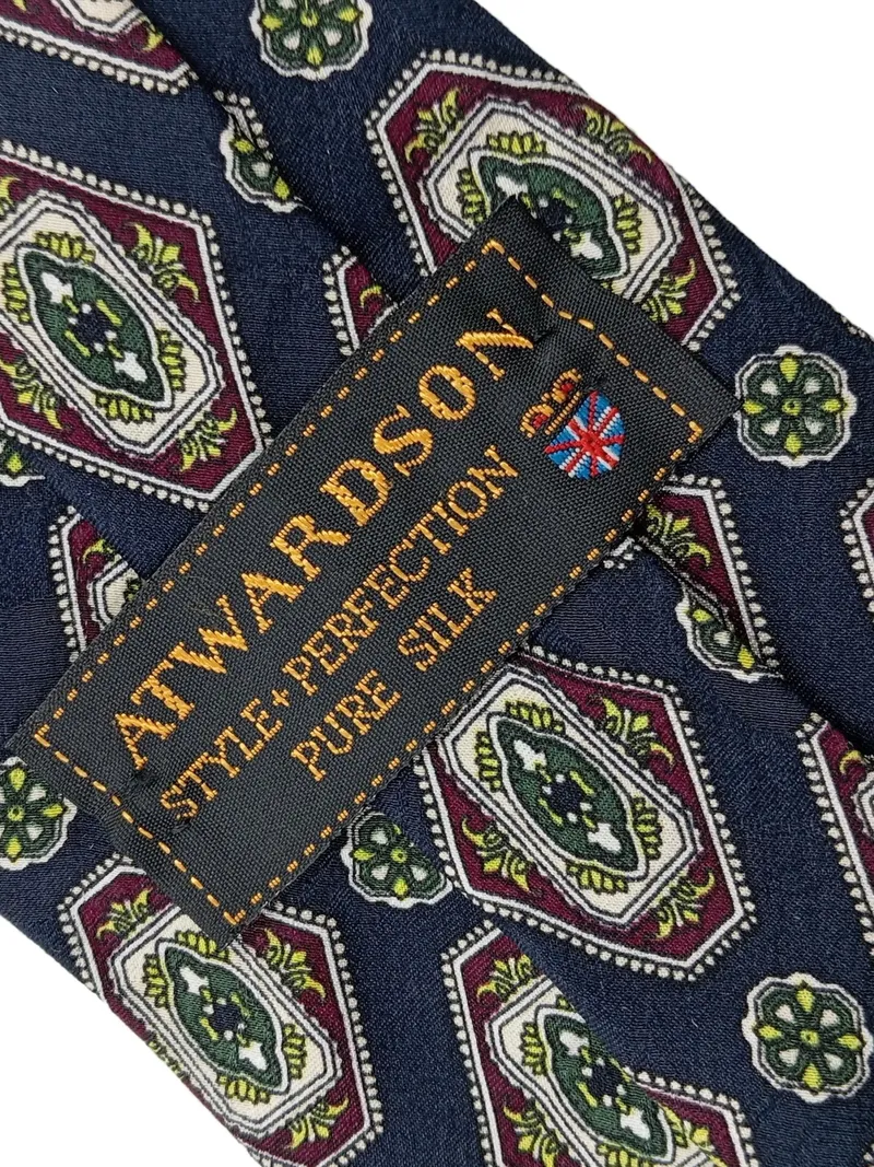 Atwardson Herren Krawatte Seide Blau Geometrisch Klassisch Business 138cm 4