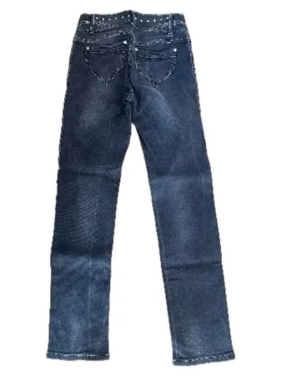 Ricarda M. Slim Fit Jeans Damen Gr. 36 Grau Nieten Used-Look Stretch