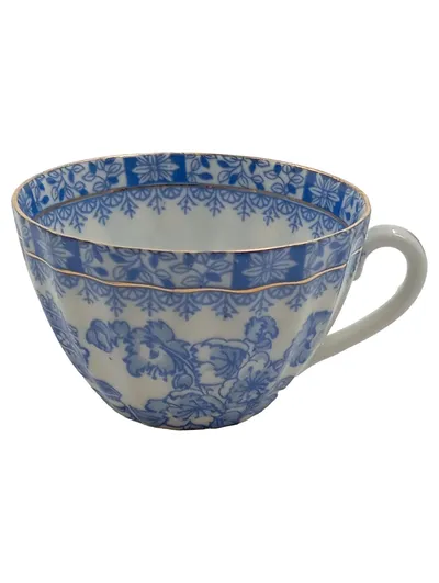 Tuppack Tasse China Blau Weiß Blumenmuster Porzellan Vintage Schiefenfurt