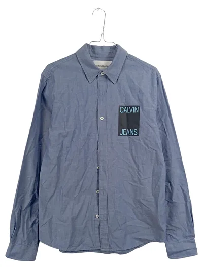 Calvin Klein Jeans Herren Freizeithemd Langarm Blau Gr. M Regular Fit