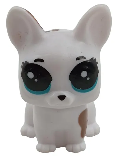 Hasbro Littlest Pet Shop LPS Hund Spielfigur weiß mit braunen Flecken