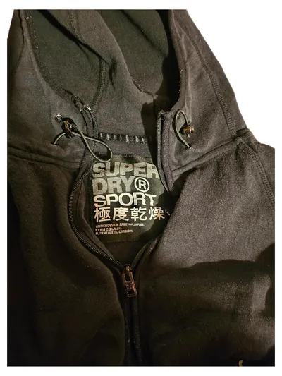 Superdry Sport Sweatjacke Damen Gr. M Schwarz Hoodie Reißverschluss