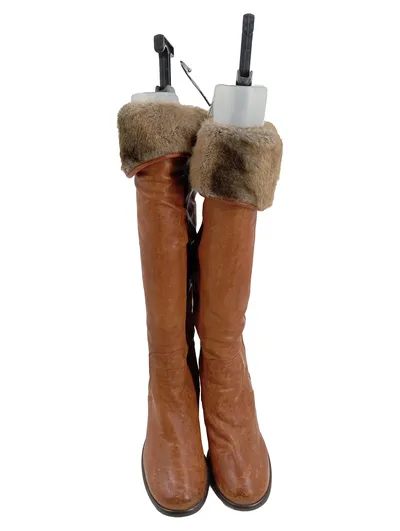 MADELEINE Damen Stiefel Kniehoch Fellbesatz Braun Gr. 40 Vintage