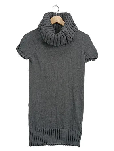 Mexx Damen Pullover Rollkragen Kurzarm Grau Gr. S Strickpullover