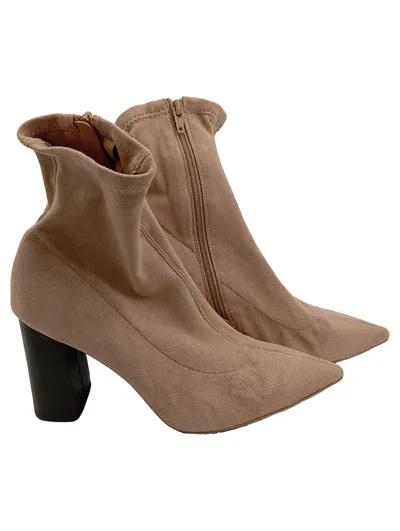 NA-KD Damen Stiefelette Sock Boots Beige Gr. 39 Blockabsatz Elegant