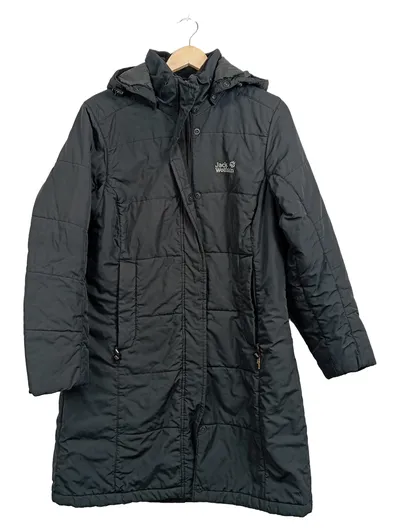 Jack Wolfskin Damen Winterjacke Parka Schwarz Gr. M Gesteppt Kapuze