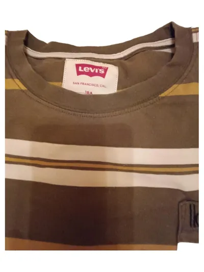 Levi's T-Shirt Kinder Gr. 176 Oliv Gestreift Brusttasche Kurzarm