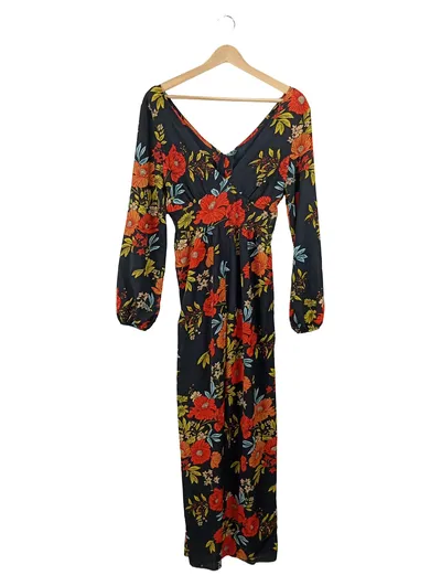 ASOS Design Jumpsuit Blumenmuster Damen Gr. 36 S Schwarz Floral Boho
