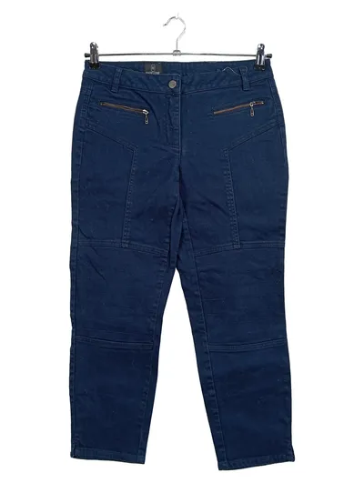 MADELEINE Damen Biker Hose Gr. 38 Blau Reißverschluss Stretch