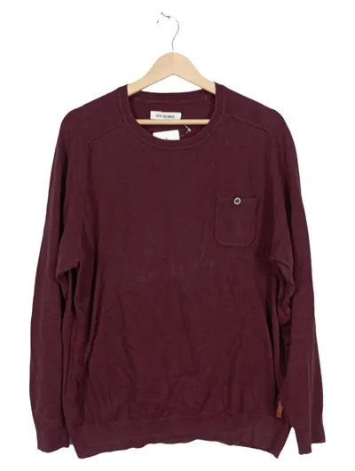 Ben Sherman Pullover Herren XL Strickpullover Brusttasche Bordeaux Baumwolle