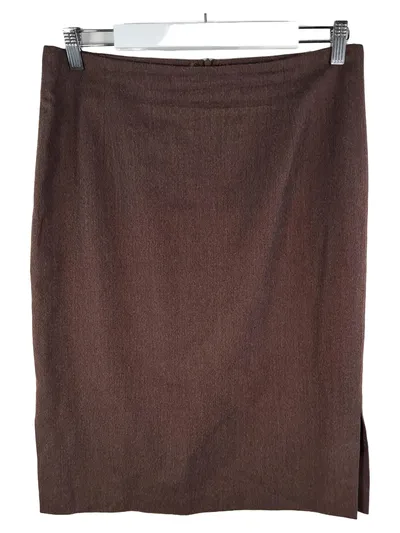Peter Hahn A-Linienrock Damen Schurwolle Meliert Braun Gr. 40 L Business