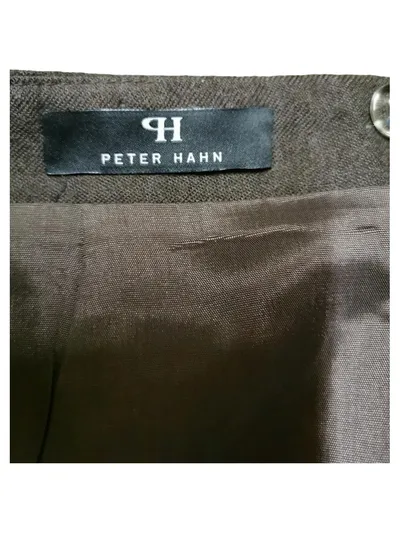 Peter Hahn A-Linienrock Damen Schurwolle Meliert Braun Gr. 40 L Business