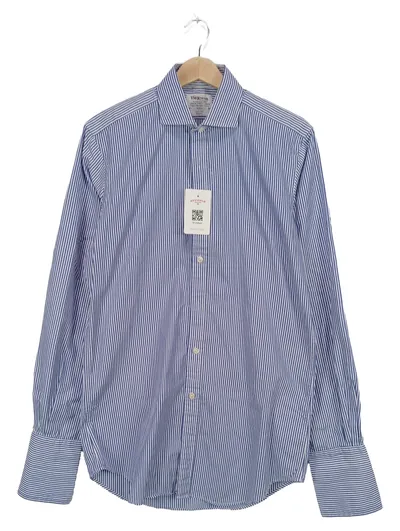 T.M.Lewin Herren Business Hemd Langarm Blau Gestreift Gr. 36 S 100% Baumwolle