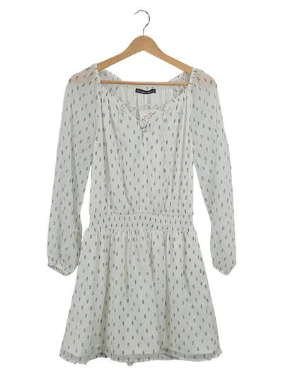 Abercrombie & Fitch Damen Sommerkleid Boho Minikleid Blumen Weiß Gr. S