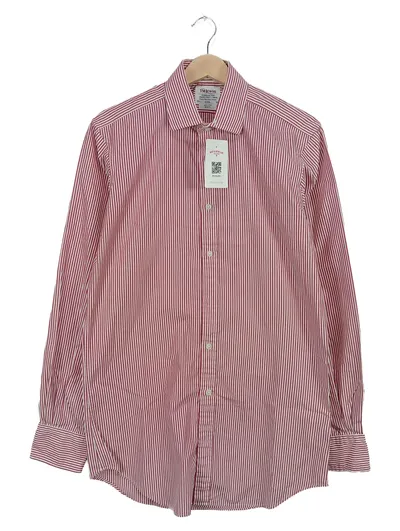 T.M.Lewin Business Hemd Herren Rot Gestreift Langarm Baumwolle Gr. 36 S