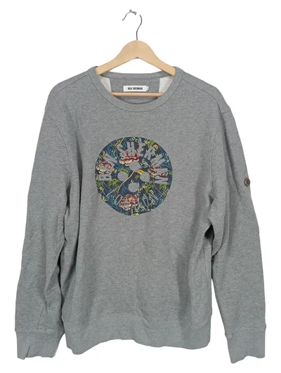 Ben Sherman Sweatshirt Herren XL Grau Logo-Print Rundhals Baumwolle