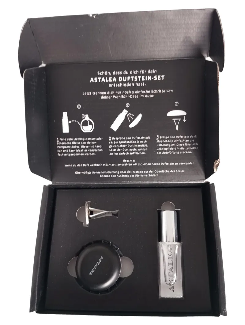ASTALEA Duftstein Set Auto Pumpzerstäuber Magnet Clip Schwarz 2