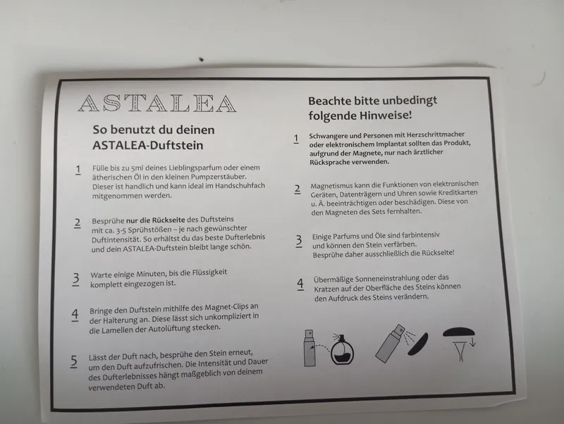 ASTALEA Duftstein Set Auto Pumpzerstäuber Magnet Clip Schwarz 7