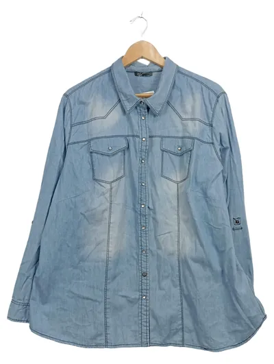 B2 by Via Appia Herren Jeanshemd Gr. 46 Hellblau Langarm Western