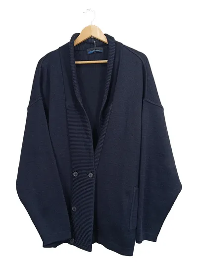 Dardano Strickjacke Herren Klassisch Wolle Cardigan Blau Gr. 58/4XL