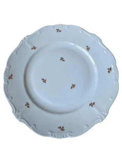 Weimar Porzellan Kuchenteller Serie Katharina Weiß Blattmuster 19 cm