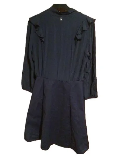 Patrizia Pepe Blusenkleid Damen Gr. 42 Blau Rüschen Schleife Langarm
