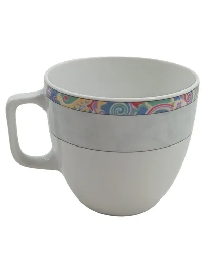 Eschenbach Porzellan Tasse Weiß Buntes Dekorband 250ml Germany