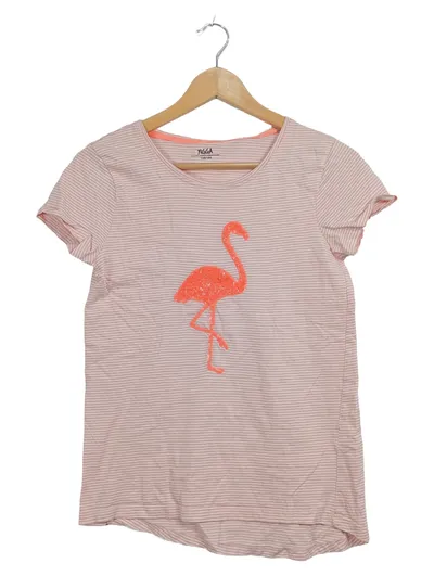 YIGGA Mädchen T-Shirt Gr. 158/164 Rosa Gestreift Flamingo Pailletten