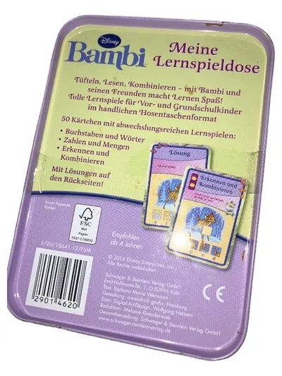 Bambi Meine Lernspieldose Schwager & Steinlein 50 Lernkarten ab 4 Jahre