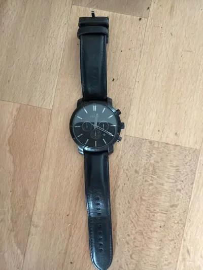 Fossil Herren Chronograph Armbanduhr Schwarz Lederarmband Modern