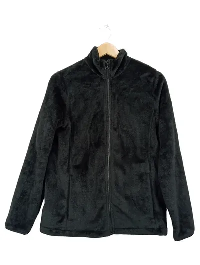 LANDS' END Damen Fleecejacke Schwarz Gr. S Stehkragen Kuschelig Warm