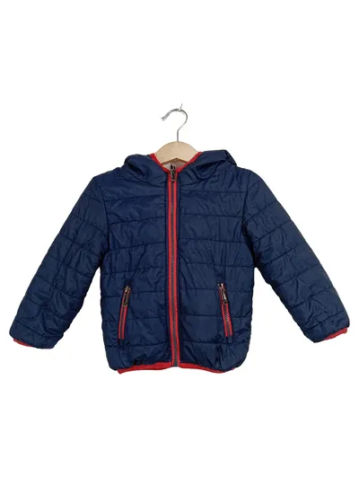 Kinder Steppjacke Gr. 86 Dunkelblau Kapuze Übergangsjacke