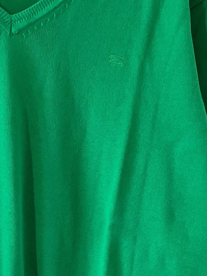 Clayton Pullover Herren V-Ausschnitt Grün Baumwolle Langarm Gr. XL 3