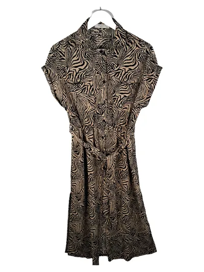 Costes Damen Blusenkleid Zebra Animal Print Beige Schwarz Gr. S