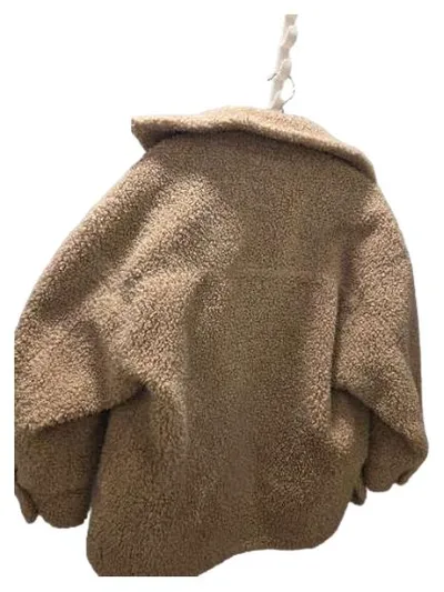 Pull&Bear Teddy Felljacke Damen Gr. S Beige Kunstfell Mantel Oversized