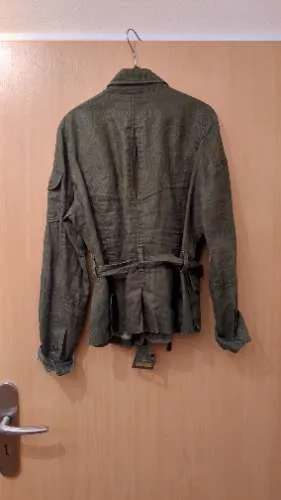 Not the Same Damen Safari Jacke Leinen Oliv Gr. 38 Military Style