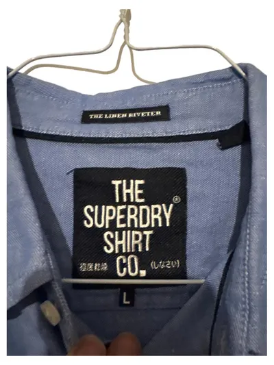 Superdry Herren Freizeithemd Linen Riveter Gr. L Blau Langarm