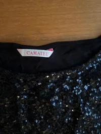 Camaïeu Pailletten Top Damen ärmellos Party Glamour Schwarz Gr. S 3