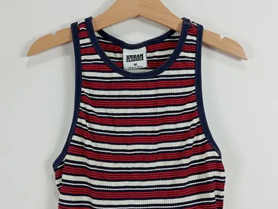 Urban Classics Damen Top Gestreift Rippstrick Crop Baumwolle Gr. M