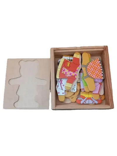 Holzpuzzle Anziehbär Lernspielzeug Kleidungsteile Steckpuzzle Holz