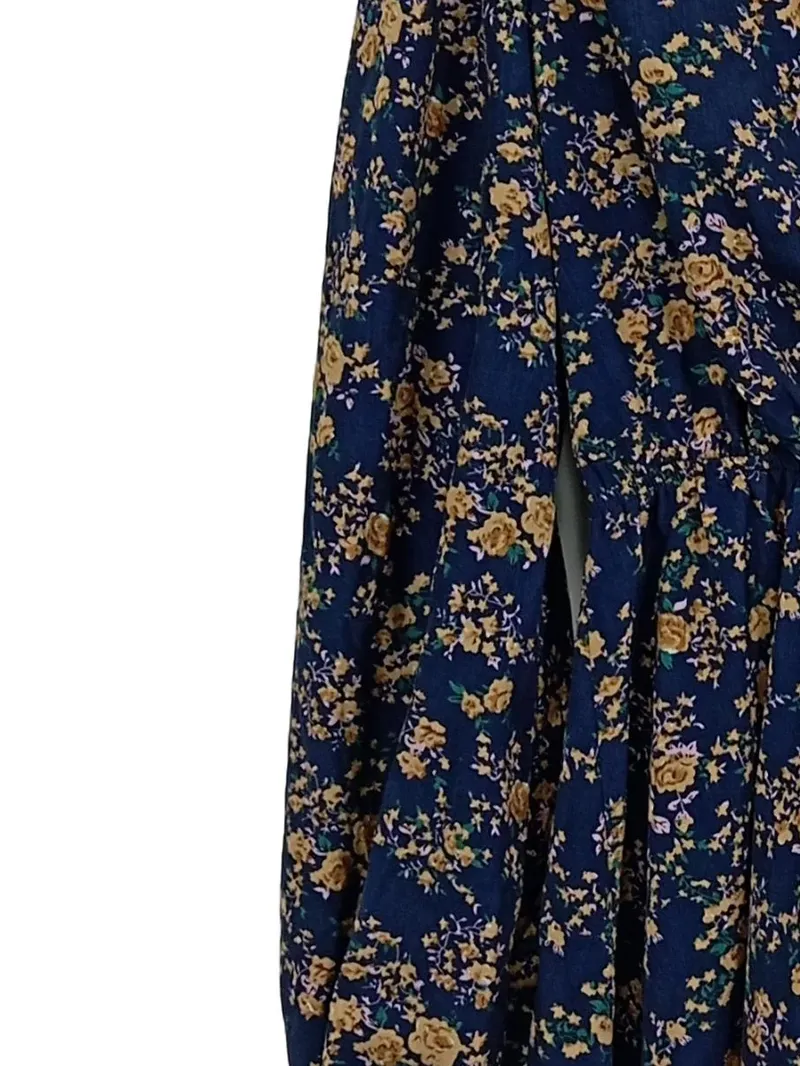 Cupshe Damen Blumenmuster Wickelkleid Midikleid Blau Gr. S 4