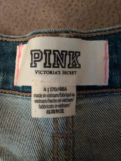 PINK Victoria's Secret Damen Jeans Shorts High Waist Gr. 4/36 Blau