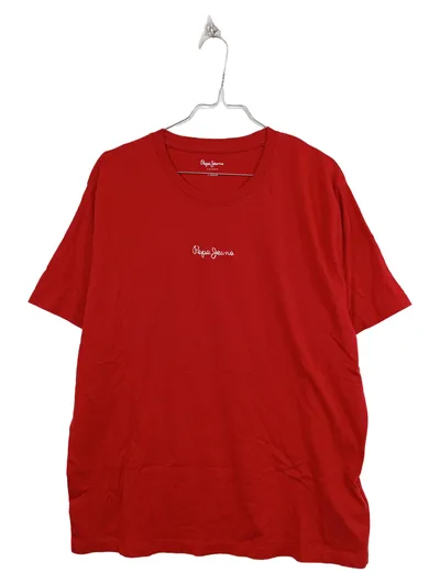 Pepe Jeans London Herren T-Shirt Gr. L Rot Baumwolle Basic Logo